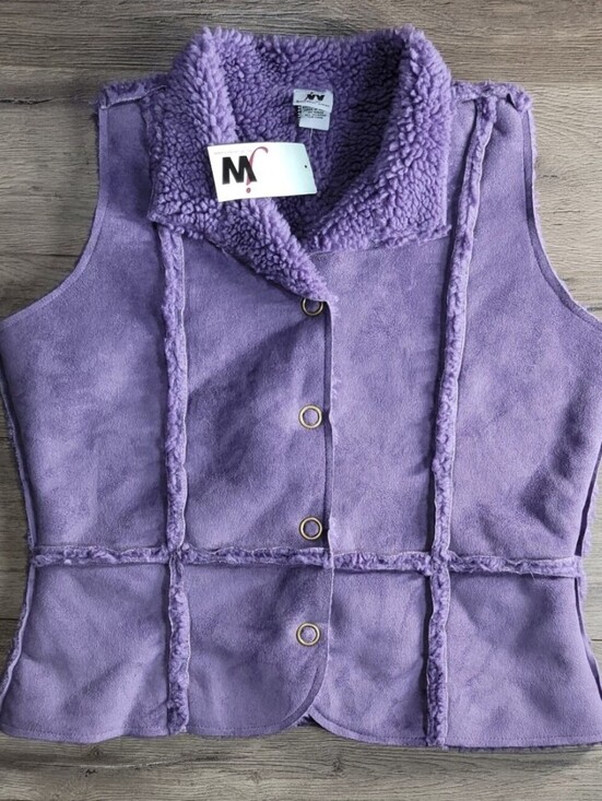 W juction Jackets & Blazers - Lavender Faux Shearling Snap Vest - Unbranded